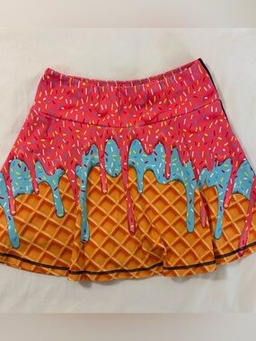HELLHERO Athletic Skort Melting Ice Cream waffle cone sprinkles Size L
